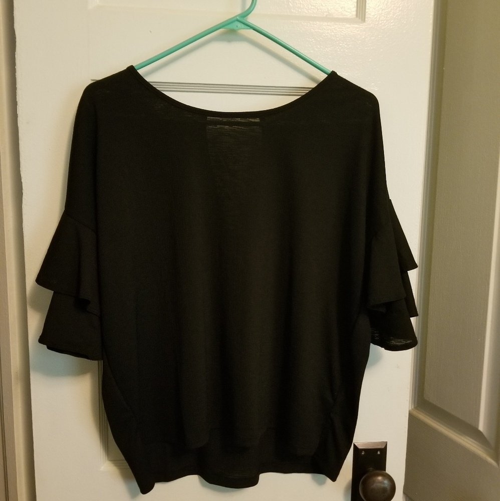Black ruffle sleeve top